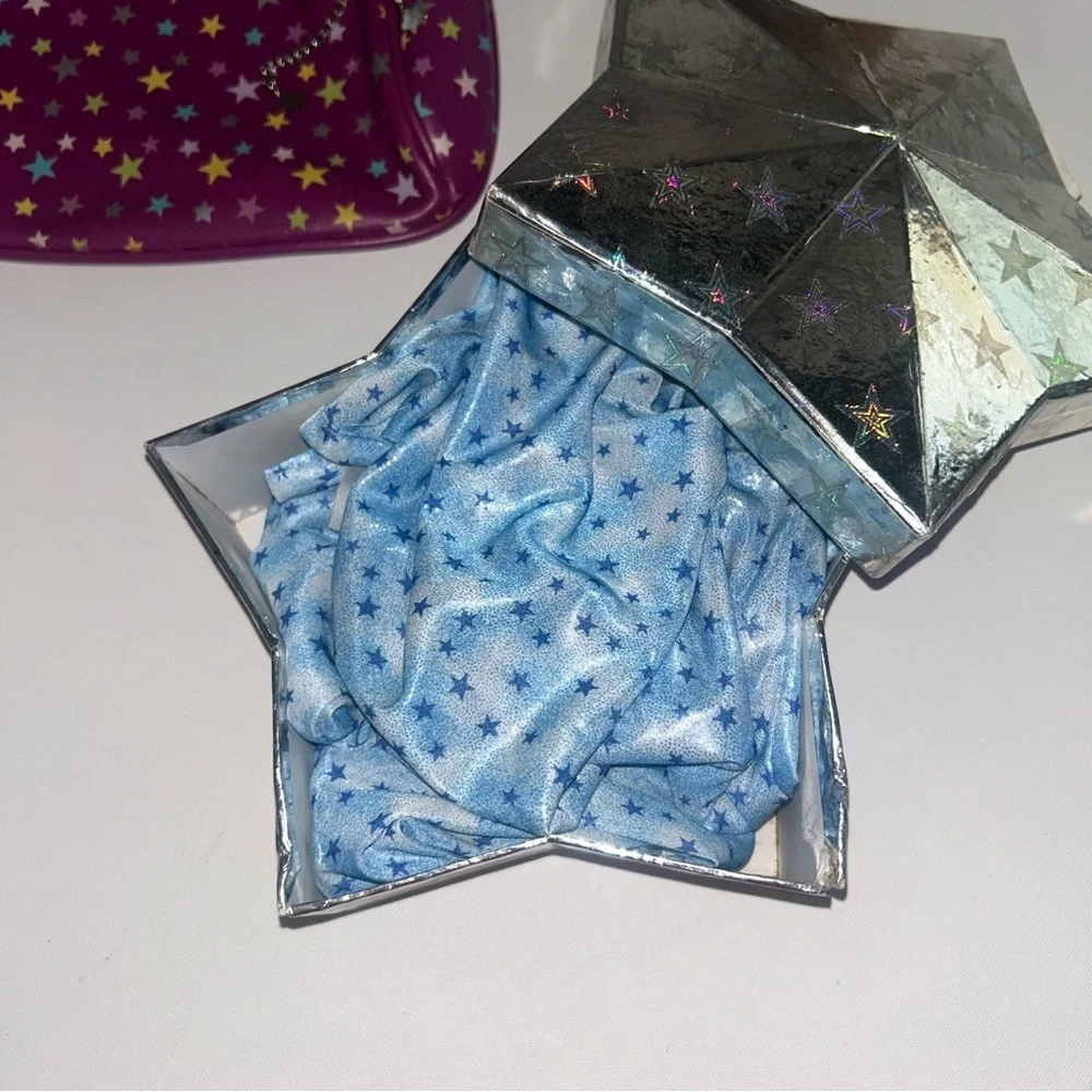 Girls Size 8 Star Bundle Sparkle Glitter Purse Mirror Trinket Box PJS Pink Blue